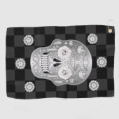 Chrome Calavera (White Rose) Golf Towel Golfhanddoek (Horizontaal)