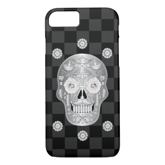 Chrome Calavera (White Rose) Hoesje-Mate iPhone Ca Case-Mate iPhone Case (Achterkant)