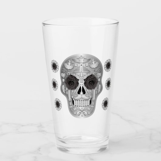 Chrome Calavera (zwart Roos) Glas (Voorkant)