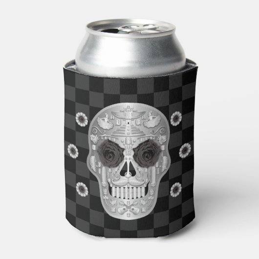 Chrome Calavera (Zwarte Roos) Koelbox Blikjeskoeler (Blikje Voorkant)