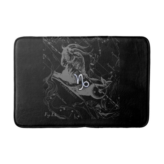 Chrome Capricorn Zodiac Symbol op Hevelius Badmat (Voorkant)