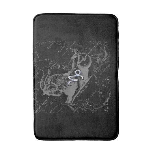 Chrome Capricorn Zodiac Symbol op Hevelius Badmat (Voorkant Verticaal)