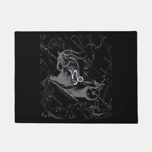 Chrome Capricorn Zodiac Symbol op Hevelius Deurmat (Voorkant)