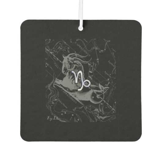 Chrome Capricorn Zodiac Symbol op Hevelius Luchtverfrisser (Voorkant)