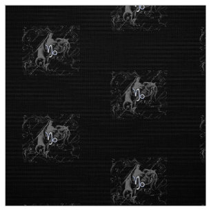 Chrome Capricorn Zodiac Symbol op Hevelius Stof