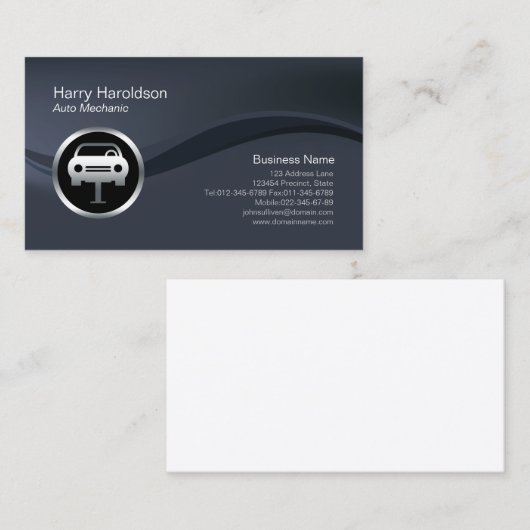 Chrome Car Jack Icon Auto Mechanisch Visitekaartje (Voorkant / Achterkant)