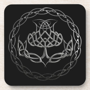 Chrome Celtic Knot Thistle Bier Onderzetter