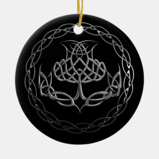 Chrome Celtic Knot Thistle Keramisch Ornament (Voorkant)