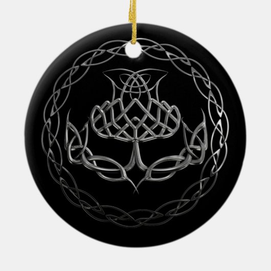 Chrome Celtic Knot Thistle Keramisch Ornament (Achterkant)