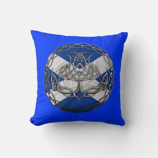 Chrome Celtic Knot Thistle Kussen (Voorkant)