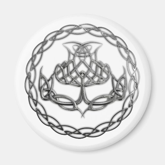 Chrome Celtic Knot Thistle Magneet (Voorkant)