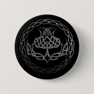 Chrome Celtic Knot Thistle Ronde Button 5,7 Cm