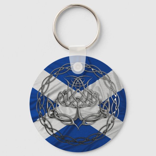 Chrome Celtic Knot Thistle Sleutelhanger (Voorkant)