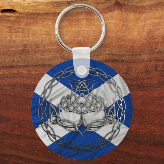 Chrome Celtic Knot Thistle Sleutelhanger (Voorkant)