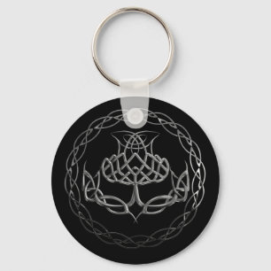 Chrome Celtic Knot Thistle Sleutelhanger