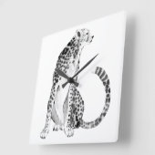 Chrome Cheetah Vierkante Klok (Hoek)
