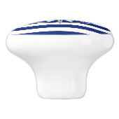 Chrome compass on Nautical Navy Blue Stripes Print Keramische Knop (Zijkant)