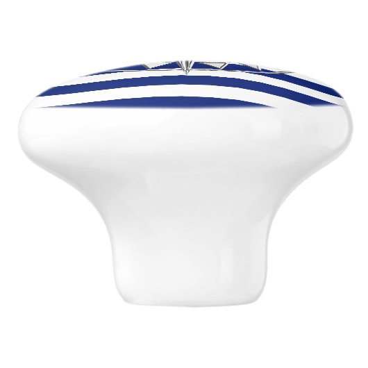 Chrome compass on Nautical Navy Blue Stripes Print Keramische Knop (Zijkant)