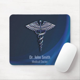 Chrome Dark 3D Holographic Medical Caduceus Muismat
