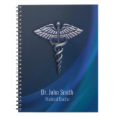 Chrome Dark Caduceus Holographic 3D Medical Notitieboek (Voorkant)