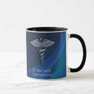 Chrome Dark Holographic 3D Medical Caduceus Mok