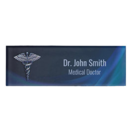Chrome Dark Holographic 3D Medical Caduceus Naambadge
