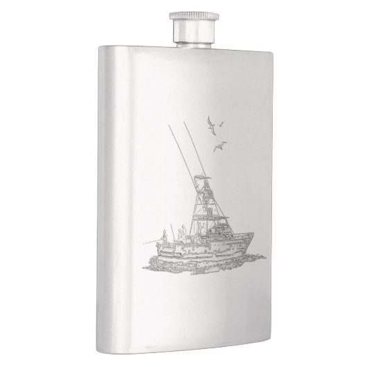 Chrome Deep Zee Fishin' Nautical Print Heupfles (Rechts)