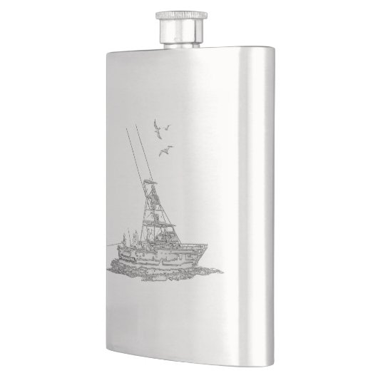 Chrome Deep Zee Fishin' Nautical Print Heupfles (Links)