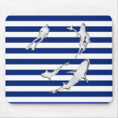 Chrome Diver en Sharks Silhouettes op Stripes Muismat (Voorkant)