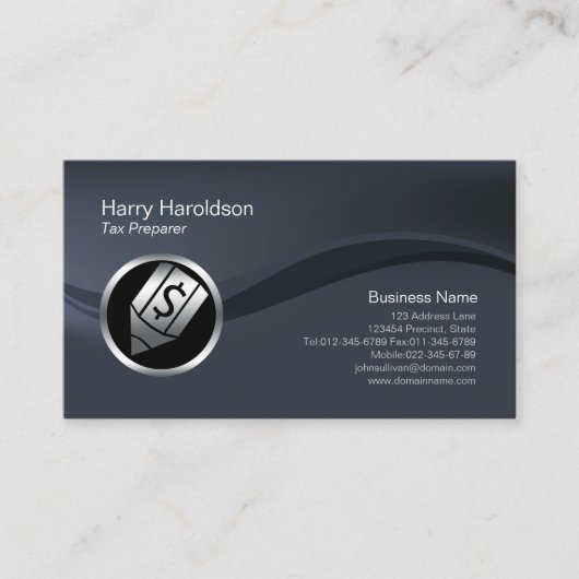 Chrome Dollar Pen Icon Tax Preparer Visitekaartje (Voorkant)