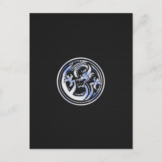 Chrome Dragon Crest dark Carbon Fiber Print Briefkaart (Voorkant)