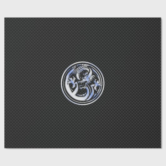 Chrome Dragon Crest dark Carbon Fiber Print Cadeaupapier (Vlak)