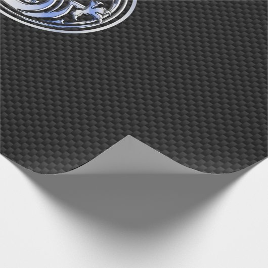 Chrome Dragon Crest dark Carbon Fiber Print Cadeaupapier (Hoek)