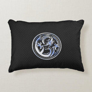 Chrome Dragon Crest dark Carbon Fiber Print Decoratief Kussen