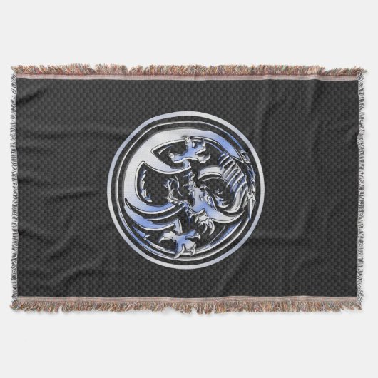 Chrome Dragon Crest dark Carbon Fiber Print Deken (Voorkant)