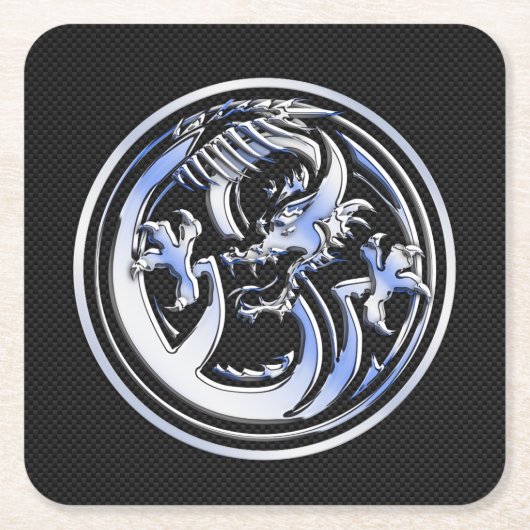Chrome Dragon Crest dark Carbon Fiber Print Kartonnen Onderzetters (Voorkant)