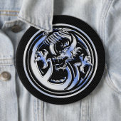 Chrome Dragon Crest dark Carbon Fiber Print Ronde Button 6,0 Cm (In situ)