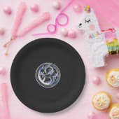 Chrome Dragon Crest in Carbon Fiber Print Papieren Bordje (Feest)