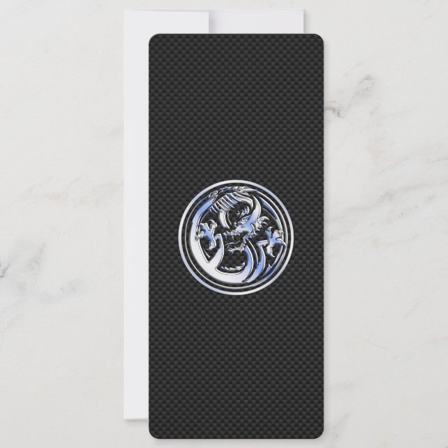 Chrome Dragon Crest on Carbon Fiber Print (Voorkant)