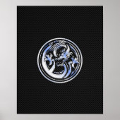 Chrome Dragon Crest on Carbon Fiber Print (Voorkant)