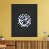 Chrome Dragon Crest on Carbon Fiber Print (Insitu (Woonkamer))