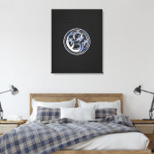 Chrome Dragon Crest on Carbon Fiber Print (Insitu (Slaapkamer))