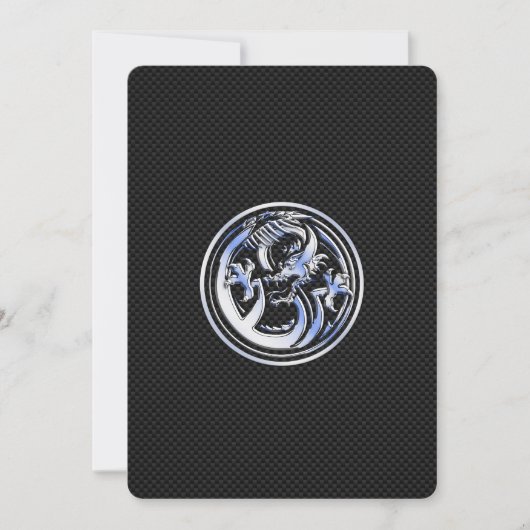 Chrome Dragon Crest on Carbon Fiber Print (Voorkant)