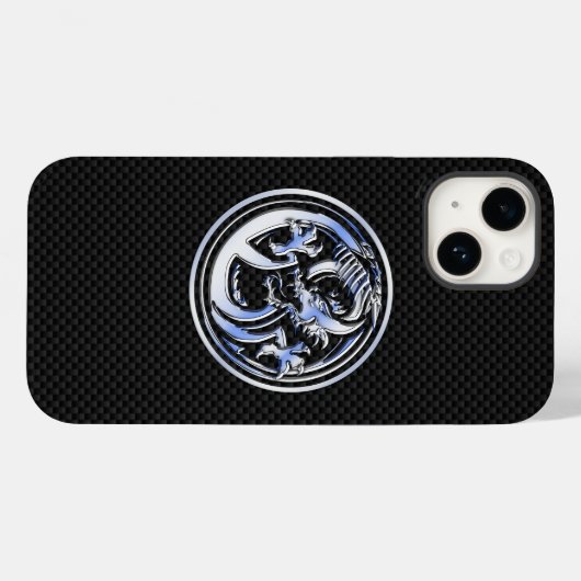 Chrome Dragon Crest on Carbon Fiber Print Case-Mate iPhone Case (Achterkant (horizontaal))