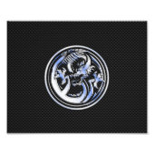 Chrome Dragon Crest on Carbon Fiber Print Foto Afdruk (Voorkant)