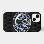 Chrome Dragon Crest on Carbon Fiber Print iPhone Hoesje (Achterkant horizontaal)
