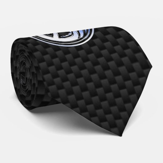 Chrome Dragon Crest on Carbon Fiber Print Stropdas (Opgerold)