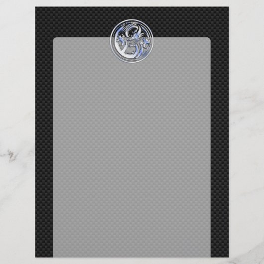 Chrome Dragon Crest zwarte koolstofvezel Afdrukken (Voorkant)