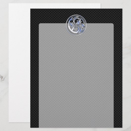 Chrome Dragon Crest zwarte koolstofvezel Afdrukken (Voorkant / Achterkant)