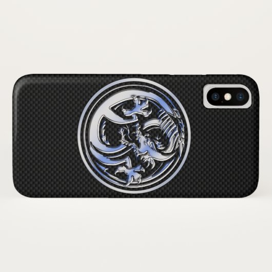 Chrome Dragon Crest zwarte koolstofvezel Afdrukken Case-Mate iPhone Case (Achterkant (horizontaal))
